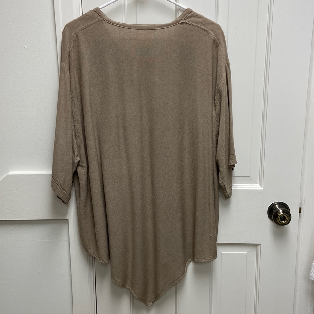 Khaki silk linen blend tunic
